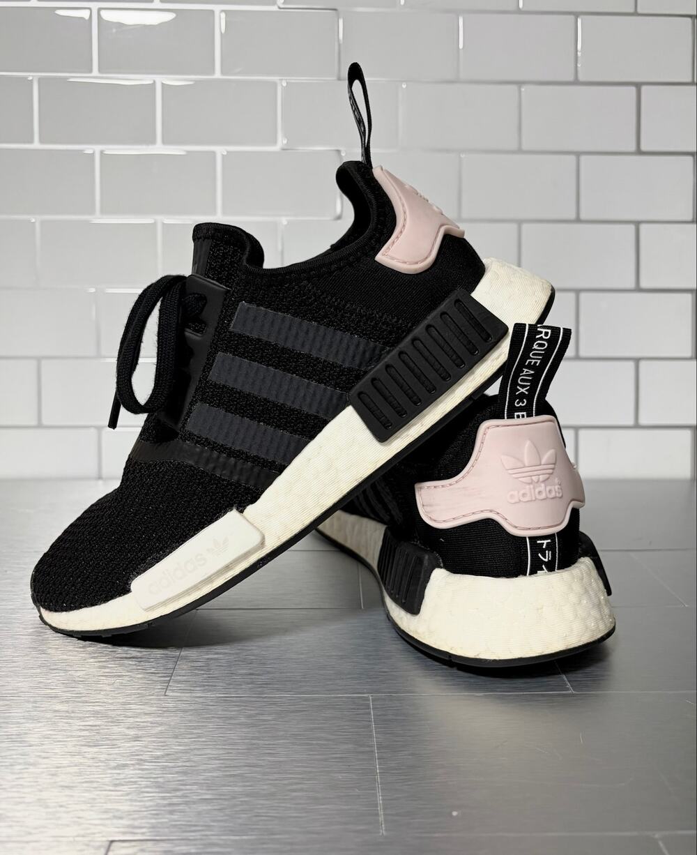 adidas NMD_R1 running shoes Core Black/Clear Pink B37649 Women’s size 6.5